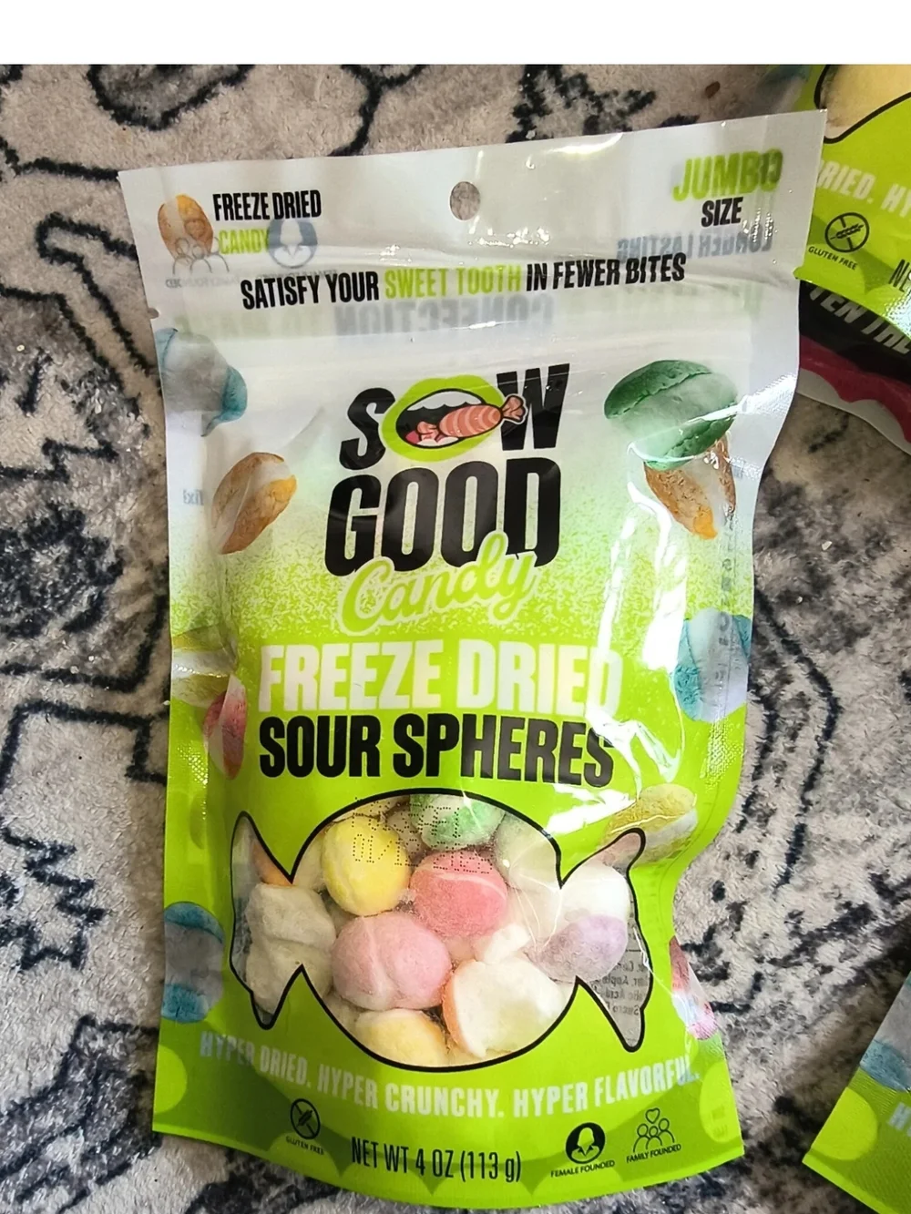 6 bags Sow Good Freeze Dried Sour Spheres Candy Gluten Free 4 oz BB 01/12/2028
